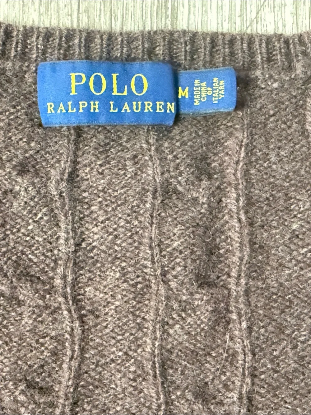 Polo Ralph Lauren Wool Cashmere Cable Knit V-Neck Sweater M